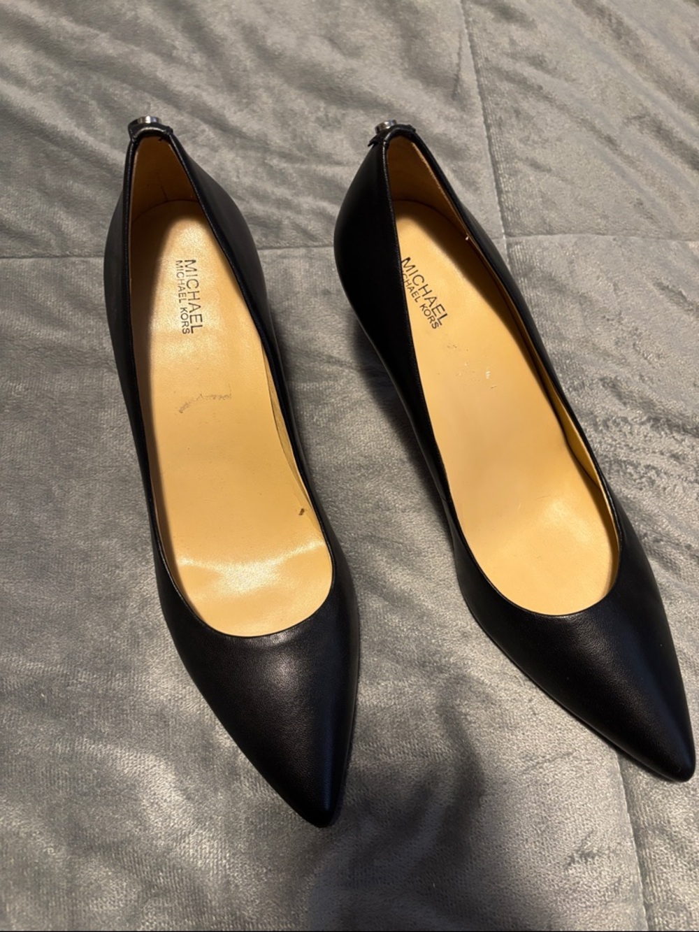 MICHAEL Michael Kors Black Leather Pointed Toe Heels